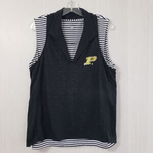 Tail Purdue University sparkly jeweled logo burnout overlay sleeveless top sz XL